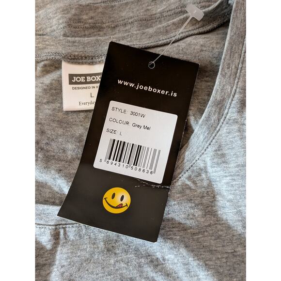 New Joe Boxer Womens Large T-Shirt Crop Gray Smiley Old Stock Y2K 90s Graphic - Picture 8 of 9